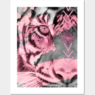 Blush pink - black & white - 1990s tiger Posters and Art